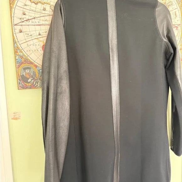 Spanx Ponte Leather Sleeve Drape Front Jacket - Picture 9 of 9